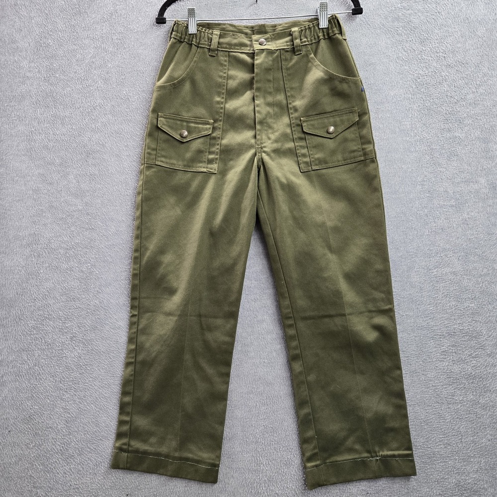 VINTAGE Boy Scouts Of America Women Pants 18 Green Cargo Low Pockets 25" 90s